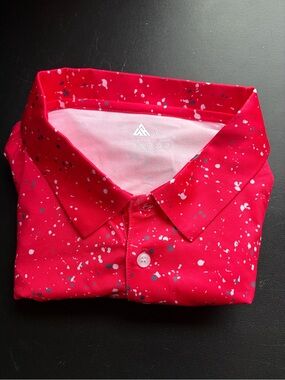 Men's Red Splatter Polo Shirt - Performance Golf Style